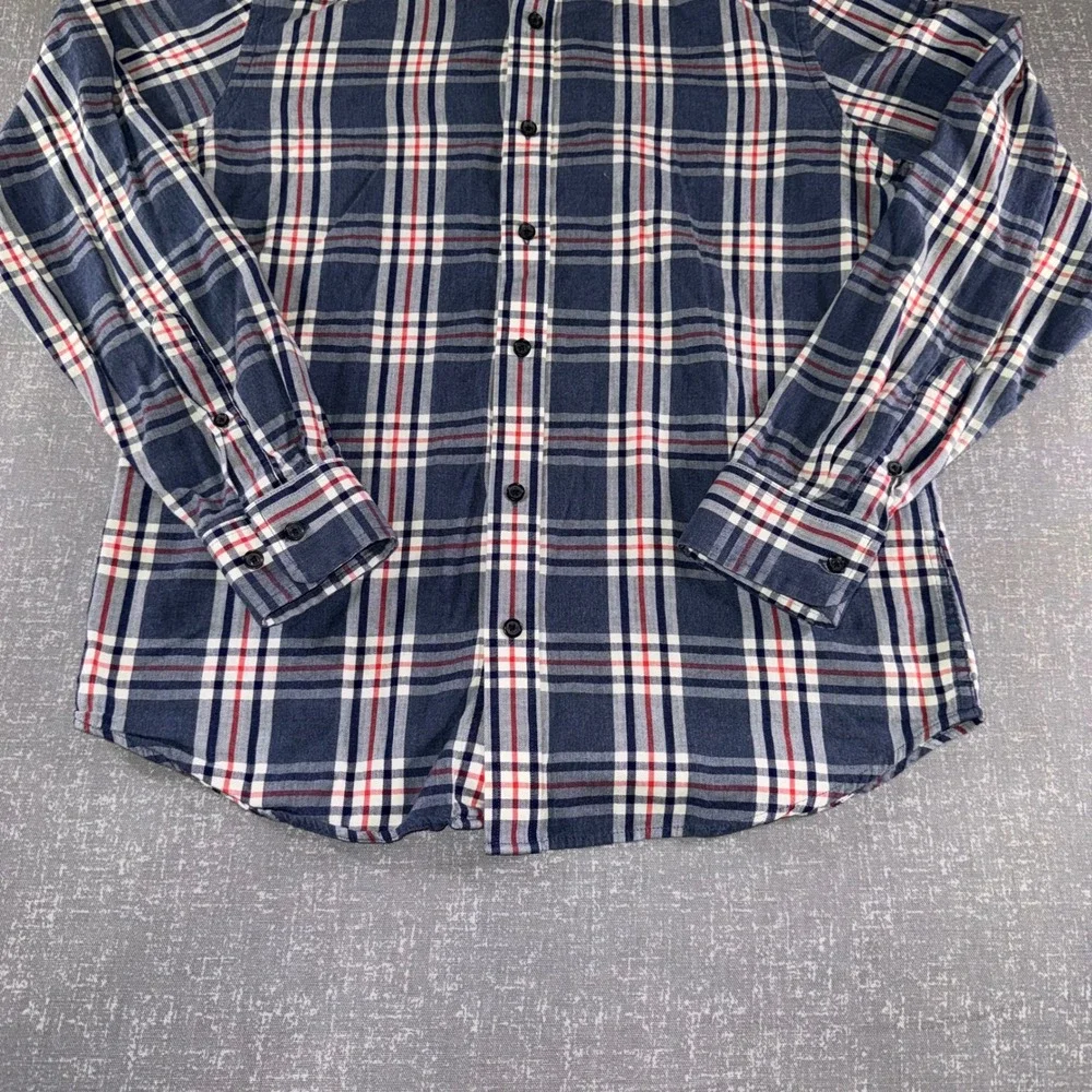 Banana Republic Mens Slim‎ Fit Plaid Button Down Shirt Navy Red White Small S